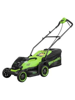 Аккумуляторная газонокосилка GREENWORKS GD40LM361, 40V, 36 см, бесщеточная, c 1хАКБ 4Ач и ЗУ