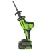 Акк. пила сабельная GREENWORKS GPT-CRS-25, б/щет, 24V, 0-3000 об/мин, рез 80 мм дер, LED, 1х4 Ач, ЗУ, кор (1200507CUB)