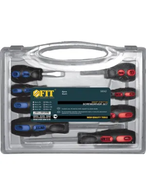 Набор отверток FIT 8шт. сталь CrV прорез. ручки в чем. (56042)