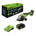 Акк. угловая шлиф. машина GREENWORKS GD24AG, 125 мм, 24 В, 1x4 Ач, 10500 об/мин, бесщеточная, ЗУ, коробка (3200207CUB)