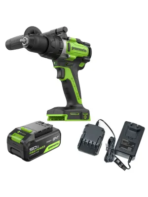 Акк. дрель-шуруповёрт GREENWORKS GD24DD140, 24 В, ударная , б/щет, 0-550/0-2100 об/мин, 70/140 Нм, Anti-kickback, 5 Ач, ЗУ