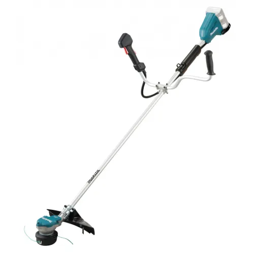 Аккумуляторный триммер MAKITA DUR368APT2, LXT BL 2х18 В, 550 Вт, велорукоятка, нож 4T, d-23см, М10xLH, (2xBL1850B, DC18RD)