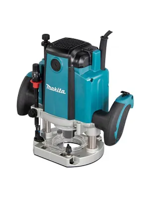 Фрезер MAKITA RP1802X02, погружной, 1850 Вт, 23 000 об/мин, гл. погруж. 0-70 мм, цанга 12 мм, пл. пуск, защ. от непр. включения, микролифт
