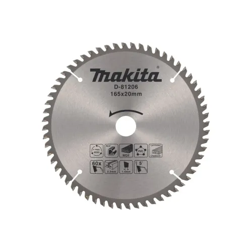 Диск пильный MAKITA 165x20x2.2/1.4x60T, универсальный для алюминия/дерева/пластика  (D-81206)