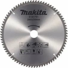 Диск пильный MAKITA 260x30x2.6/1.8x80T универсальный для алюминия/дерева/пластика