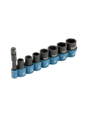 Набор головок MAKITA ударных торцовых 1/4” 8 шт. (6, 7, 8, 10, 11, 12, 13 мм, адаптер) (E-12289)