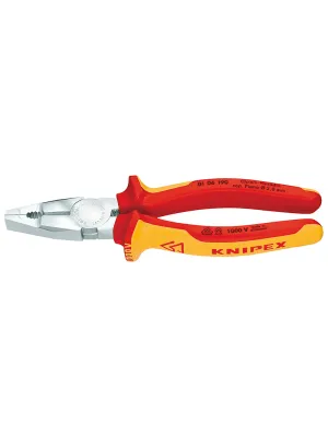 Пассатижи диэлектрические KNIPEX 160мм хром-ванад. с двухкомпонентными чехлами