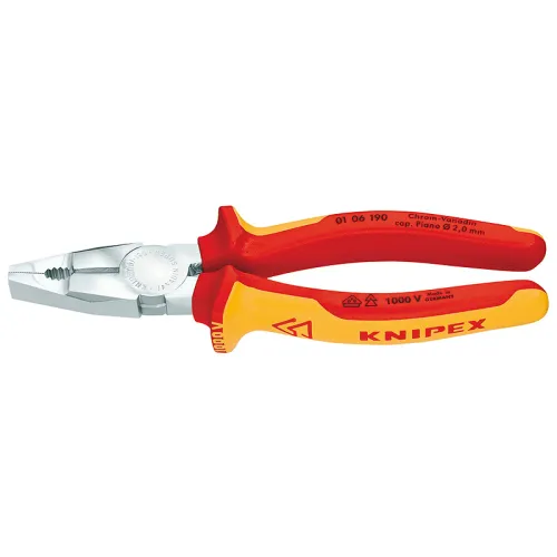 Пассатижи диэлектрические KNIPEX 160мм хром-ванад. с двухкомпонентными чехлами