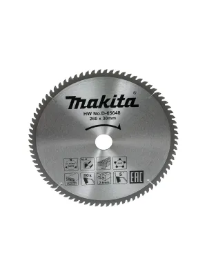 Диск пильный MAKITA 260x30x80T универсальный для алюминия/дерева/пластика D-65648