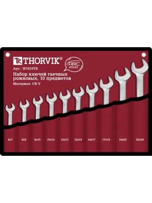 Набор ключей THORVIK гаечных рожковых серии ARC в сумке,6-24 мм,10 предметов (W1S10TB)