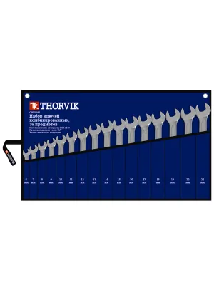 Набор ключей THORVIK гаечных комбинированных в сумке, 6-24 мм, 16 предметов