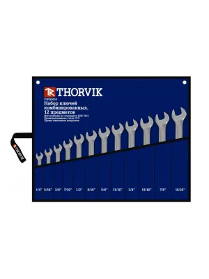 Набор ключей THORVIK гаечных комбинированных дюймовых в сумке 1/4