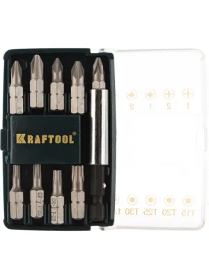 Набор бит KRAFTOOL, с магнитным адаптером 26130-H10