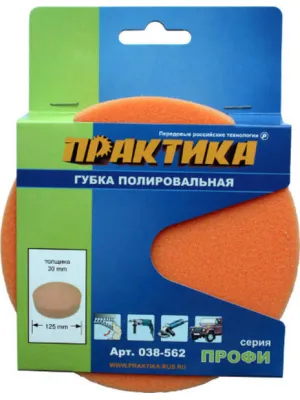 Губка полировальная ПРАКТИКА поролон 125х30 мм, VELCRO (038-562) Профи