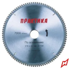 Диск пильный тв/сп ПРАКТИКА 255х30х2,9мм z100 алюминий и пластик