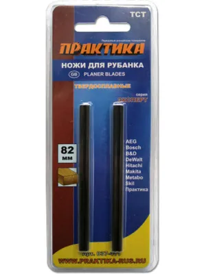 Нож для рубанка ПРАКТИКА, 82х5.5мм тв/с (2шт) блистер (037-411)