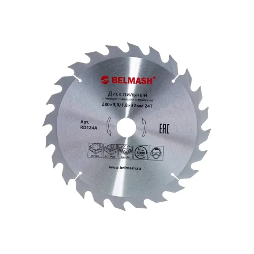 Диск пильный по дереву БЕЛМАШ RD124A (280х3.0/1.8х32/30мм) z24