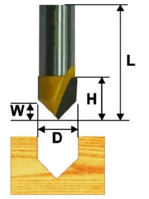 Фреза ЭНКОР (9305) пазовая гальтельная ф.25.4, 90° хв.12мм V-обр.
