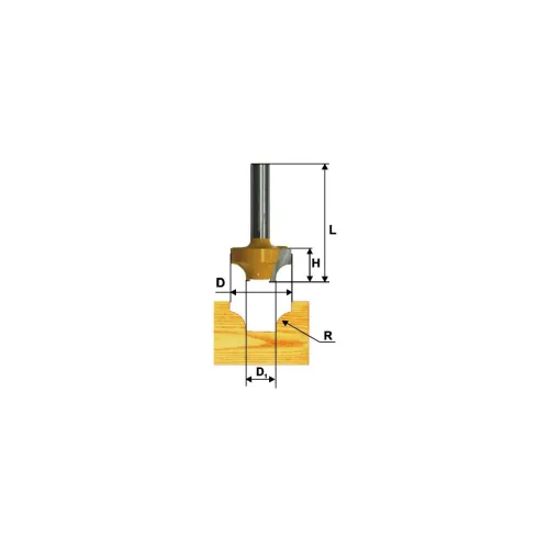 Фреза ЭНКОР пазовая фасонная ф.50.8х25мм R19 хв12мм (9294э)