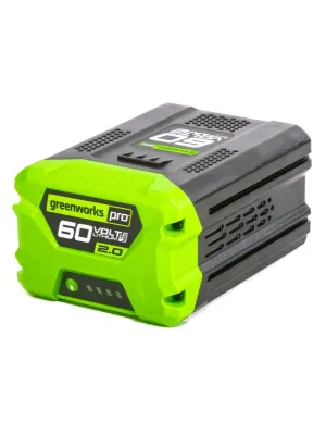 Аккумулятор GREENWORKS G60B2, 60 В, 2 Ач, Li-ion, время зарядки 60 мин (до -20°С)